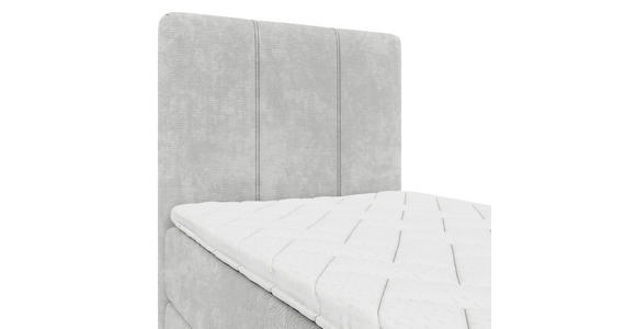 BOXBETT 70/200 cm,  in Hellgrau, Matratze, gepolstertes Kopfteil, Bettkasten, Topper, H3 = fest  - Hellgrau/Schwarz, Design, Holzwerkstoff/Kunststoff (70/200cm) - Esposa