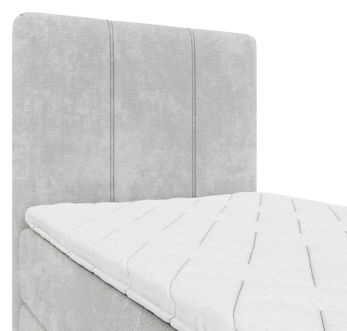 BOXBETT 70/200 cm,  in Hellgrau, Matratze, gepolstertes Kopfteil, Bettkasten, Topper, H3 = fest  - Hellgrau/Schwarz, Design, Holzwerkstoff/Kunststoff (70/200cm) - Esposa