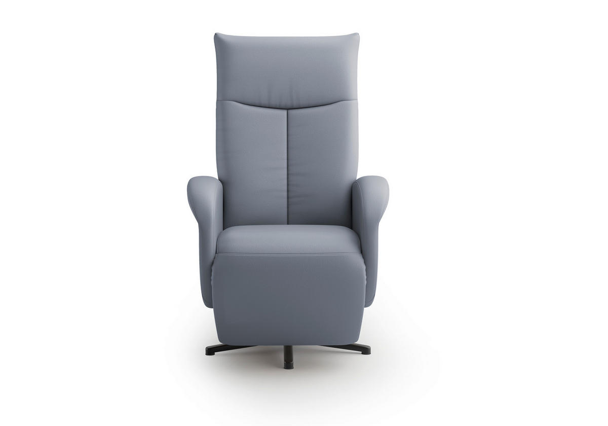 DREHSTUHL Graublau  - Graublau/Schwarz, MODERN, Leder/Metall (75/112/82cm) - Sit & More