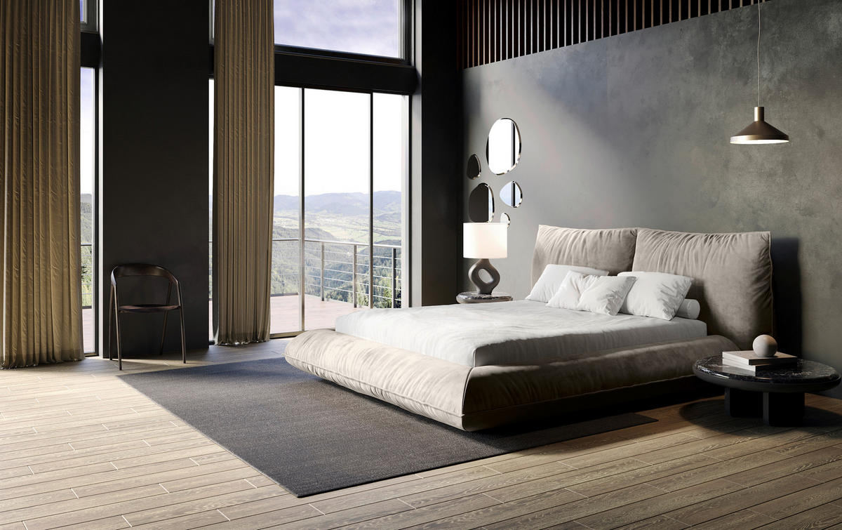 POLSTERBETT 200/200 cm,  in Dunkelbraun,  - Dunkelbraun/Schwarz, Design, Textil/Metall (200/200cm) - Belluti