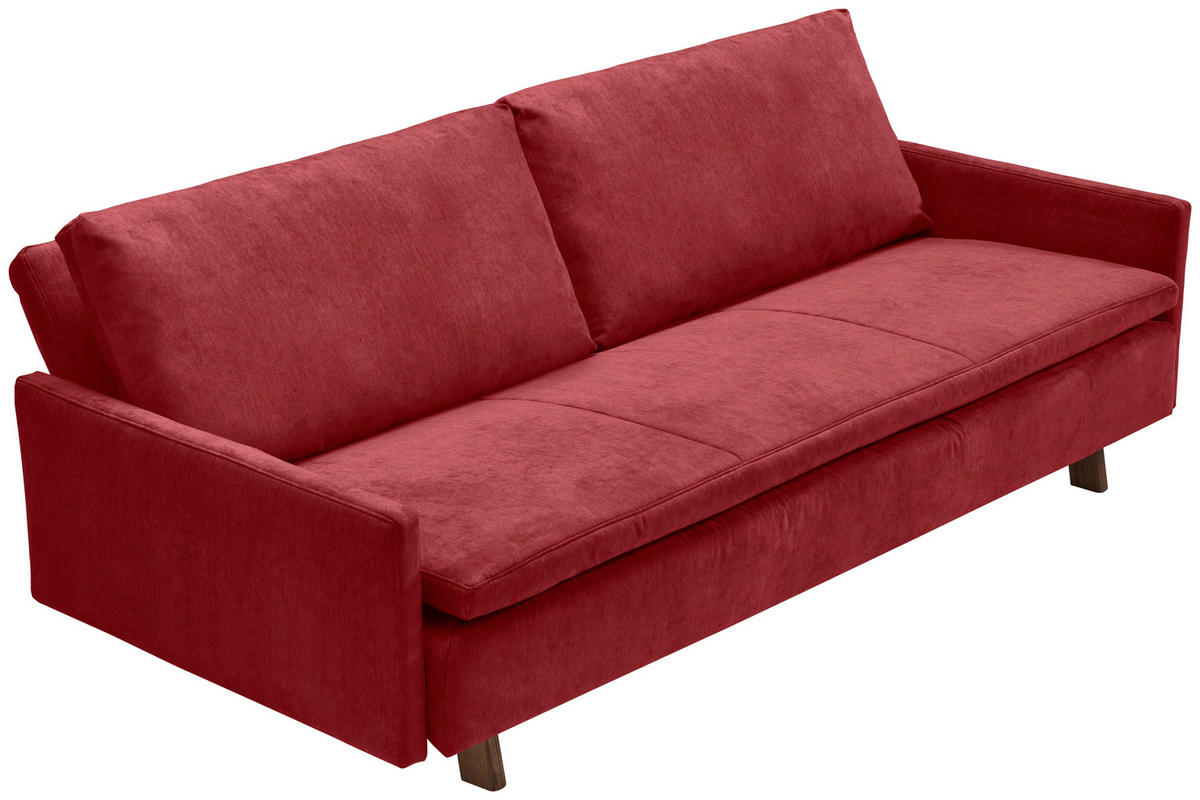 SCHLAFSOFA Flachgewebe Rotbraun  - Rotbraun/Eichefarben, KONVENTIONELL, Holz/Textil (220/85/98cm) - Carryhome
