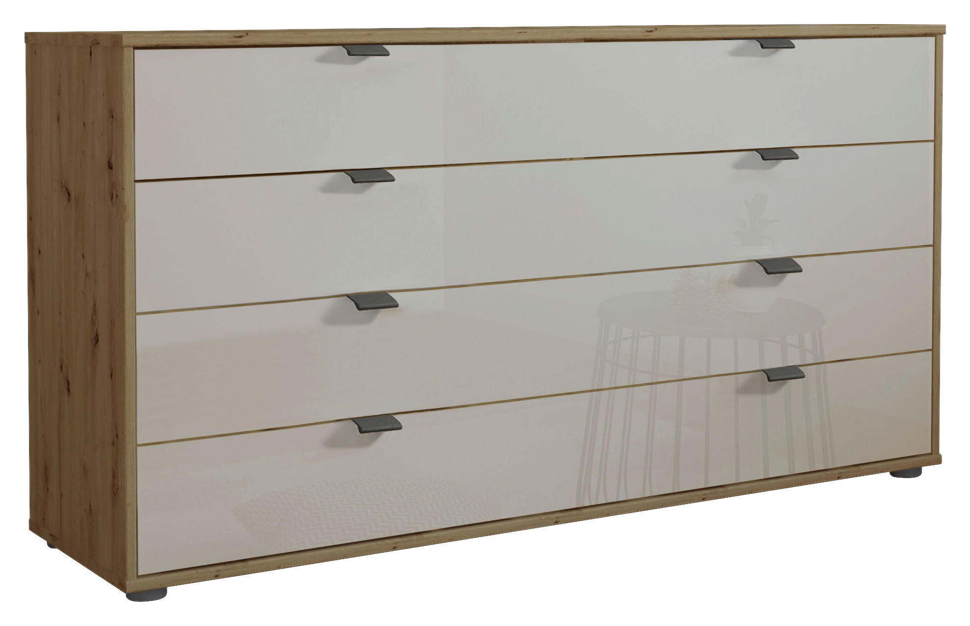 COMODĂ CU UșI 141/70/43 cm  - ardeziu/stejar Bianco, Konventionell, sticlă/metal (141/70/43cm) - Dieter Knoll