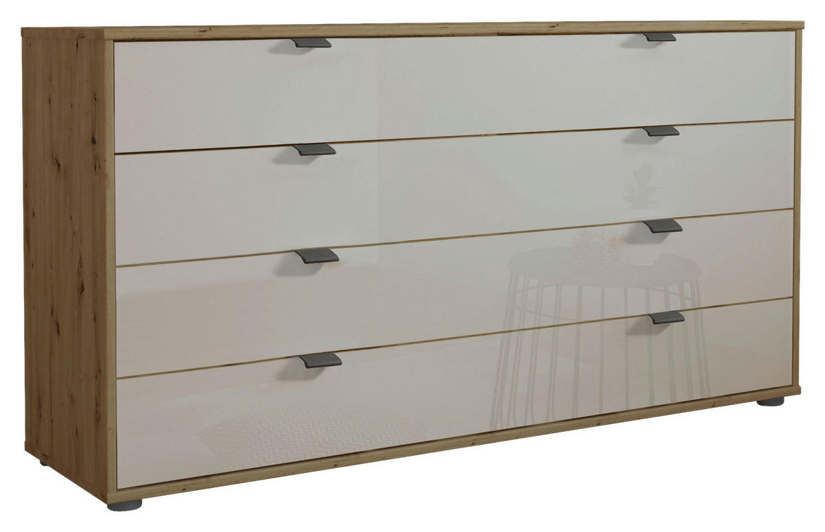 SIDEBOARD 141/70/43 cm  in Champagner, Eiche Bianco  - Schieferfarben/Eiche Bianco, Konventionell, Glas/Holzwerkstoff (141/70/43cm) - Dieter Knoll