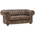 CHESTERFIELD-SOFA Dunkelbraun Echtleder  - Wengefarben/Dunkelbraun, LIFESTYLE, Leder/Holz (180/76,5/96cm) - Landscape