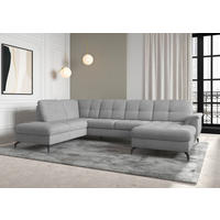 WOHNLANDSCHAFT in Flachgewebe Grau  - Schwarz/Grau, Modern, Textil/Metall (212/319/164cm) - Sit & More