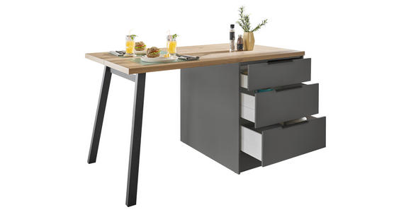 KÜCHENINSEL in Graphitfarben - Schwarz/Graphitfarben, Basics, Holzwerkstoff/Metall (150/91/90cm) - Xora