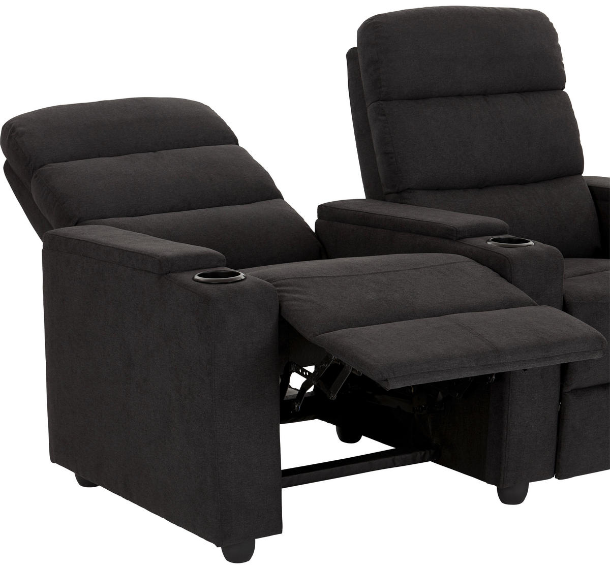 HEIMKINO-SOFA Mikrofaser Anthrazit  - Anthrazit/Schwarz, KONVENTIONELL, Kunststoff/Textil (164/107/90cm) - MID.YOU