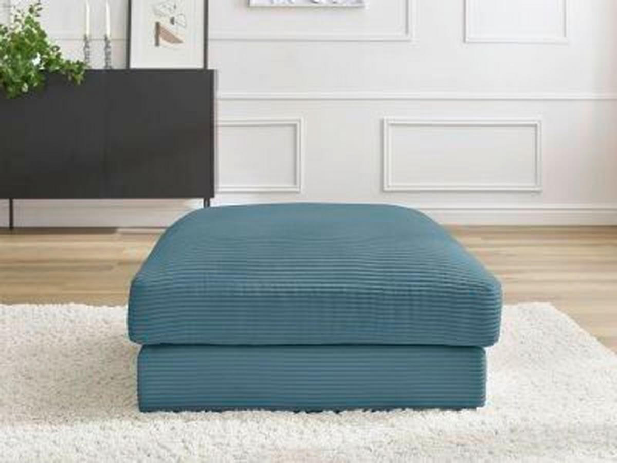 HOCKER LEONARD Cord Hellblau  - Schwarz/Hellblau, MODERN, Kunststoff/Textil (86/43/86cm)