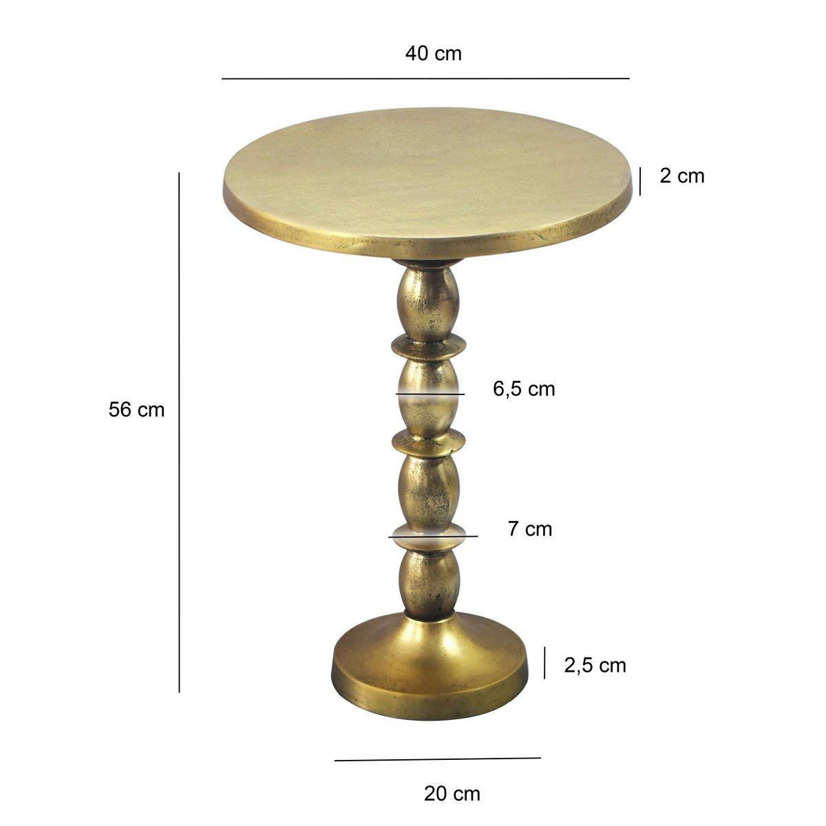 KISASZTAL fém 40/40/56 cm   - aranyszínű, Design, fém (40/40/56cm) - Livetastic