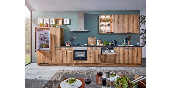 KÜCHENLEERBLOCK 465 cm   in Eichefarben  - Edelstahlfarben/Eichefarben, Design, Holzwerkstoff/Metall (465cm) - Xora