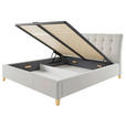 POLSTERBETT Lattenrost, Bettkasten Beige, Ecru 140/200 cm  - Ecru/Eichefarben, KONVENTIONELL, Holz/Textil (140/200cm) - Hom`in