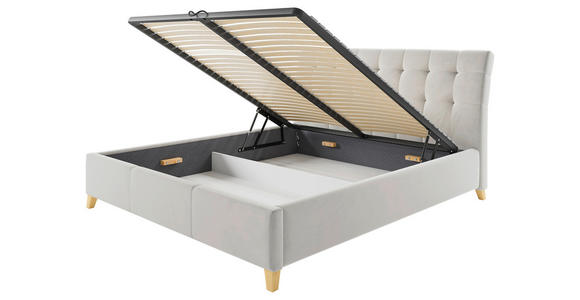 POLSTERBETT Lattenrost, Bettkasten Beige, Ecru 140/200 cm  - Ecru/Eichefarben, KONVENTIONELL, Holz/Textil (140/200cm) - Hom`in
