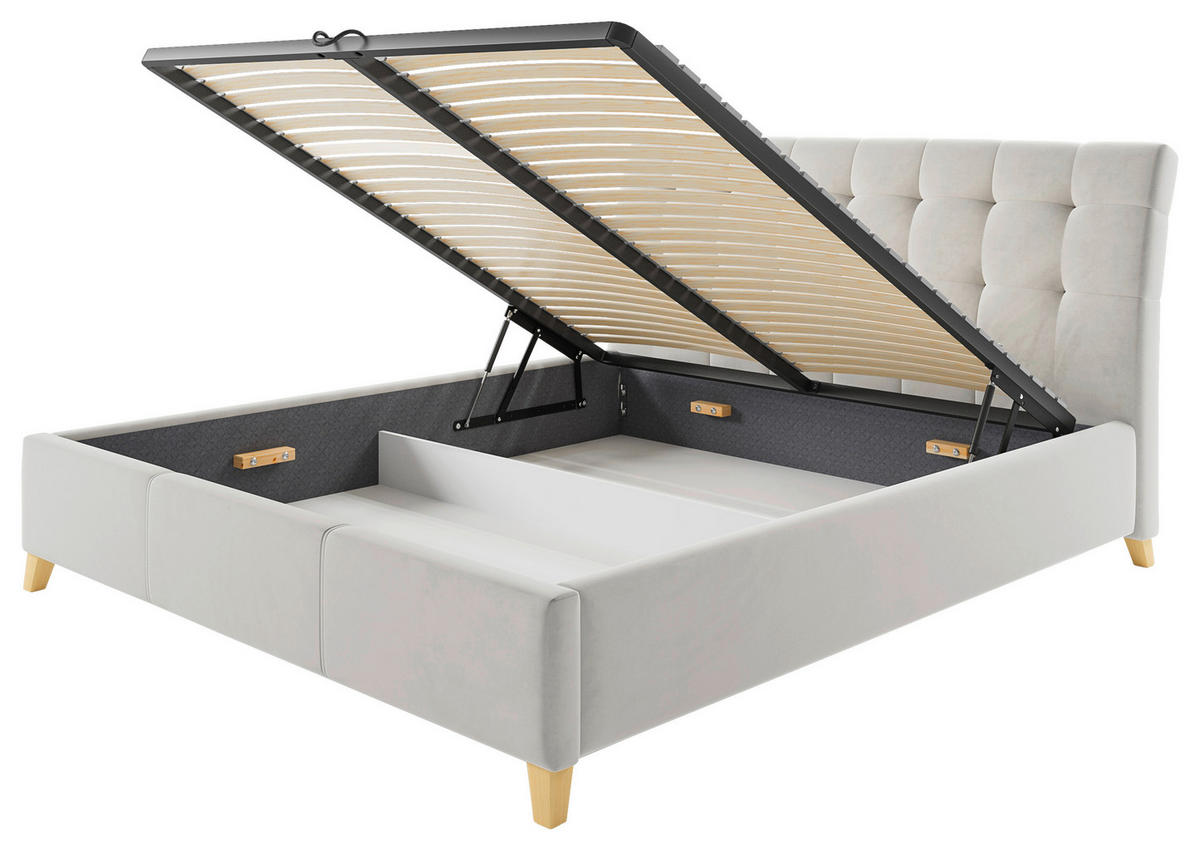 POLSTERBETT Lattenrost, Bettkasten Beige 140/200 cm  - Eichefarben/Beige, KONVENTIONELL, Holz/Holzwerkstoff (140/200cm) - Hom`in