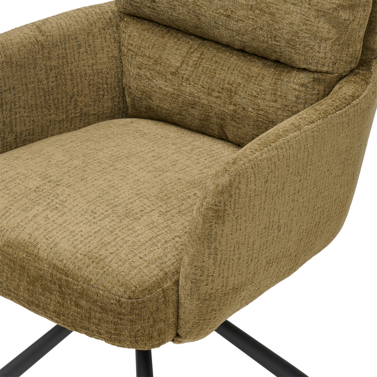 ARMLEHNSTUHL  Sitzfläche 180° drehbar Webstoff  - Schwarz/Grün, Modern, Textil/Metall (57/95/65cm) - MID.YOU