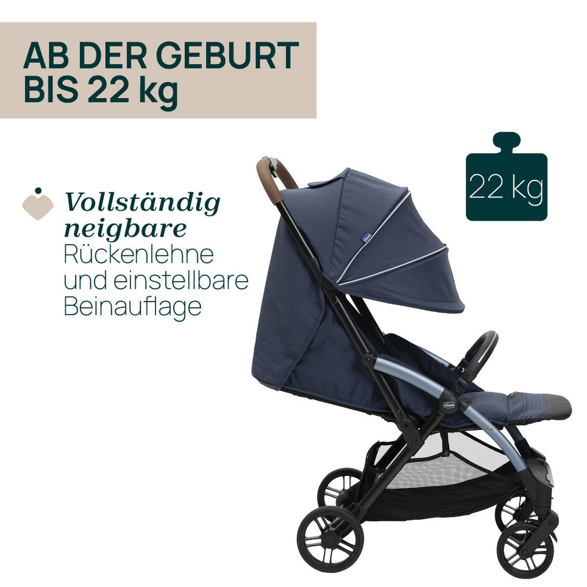 BUGGY GOODY XPLUS  - Blau, Basics, Textil/Metall (47/86/106cm) - Chicco