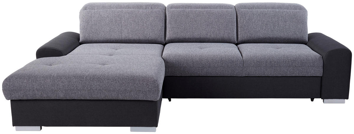 ECKSOFA Graphitfarben, Grau Webstoff  - Silberfarben/Graphitfarben, KONVENTIONELL, Holz/Textil (203/286cm) - Livetastic