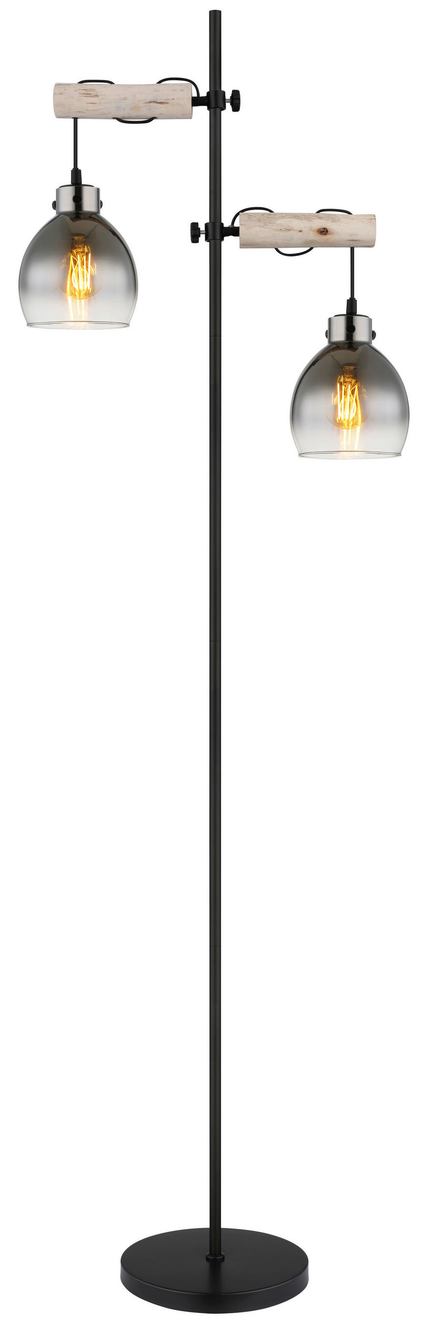 STEHLEUCHTE - Schwarz/Naturfarben, Natur, Glas/Holz (48/25/168cm) - Globo