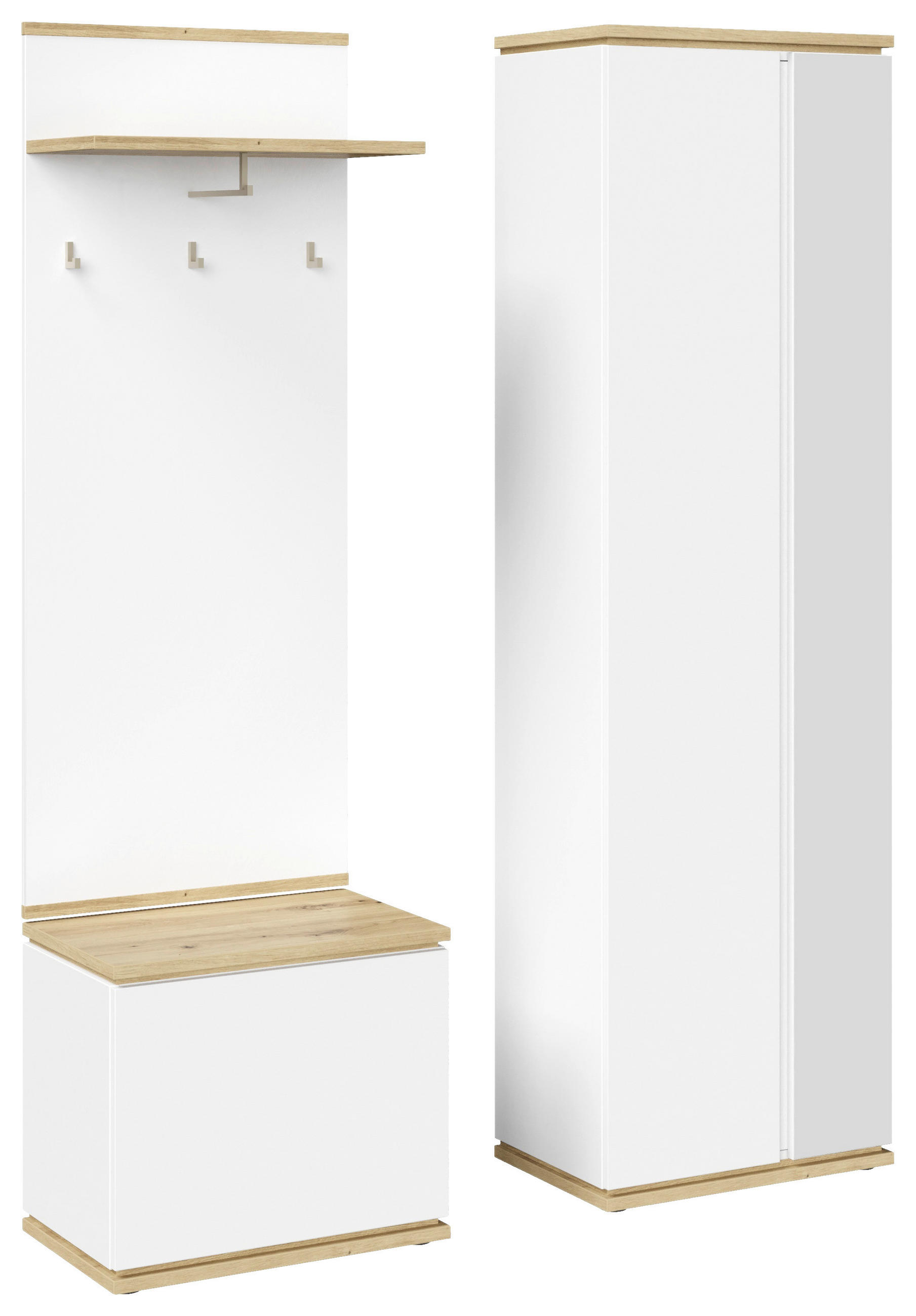 Xora Garderobe Weiß, Eiche Artisan 150x200x38 cm