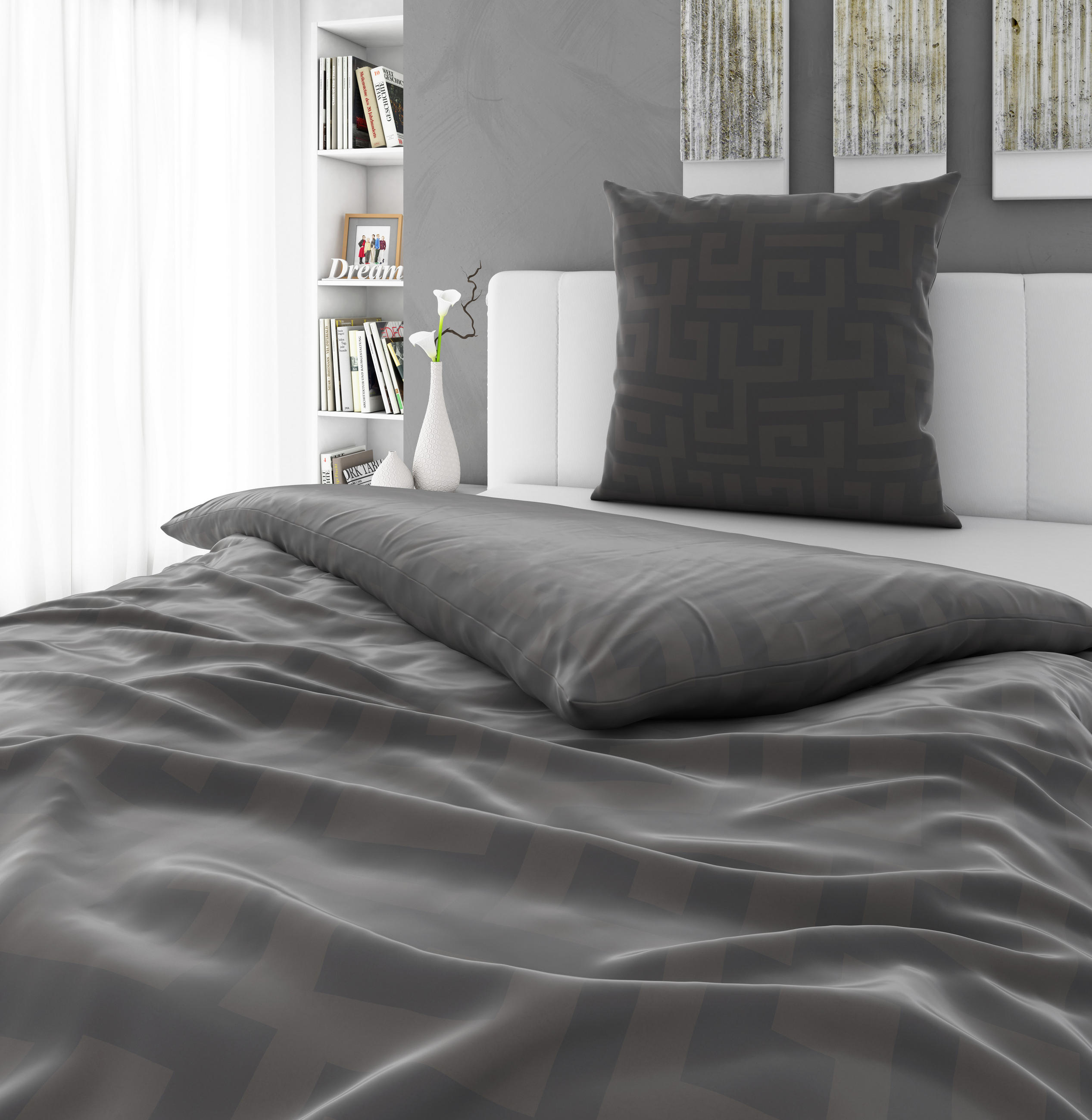 KISSENHÜLLEN-SET 40/80 cm - Anthrazit, Basics, Textil (40/80cm) - Bio:Vio