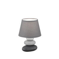 STOLNÁ LAMPA, E14, 17/24 cm  - sivá/svetlosivá, Konventionell, textil/keramika (17/24cm)