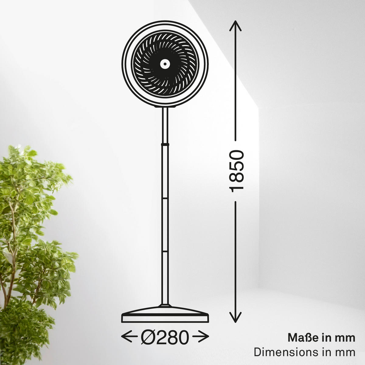 STOJANOVÝ VENTILÁTOR - čierna, Design, kov/plast (28/1850cm)
