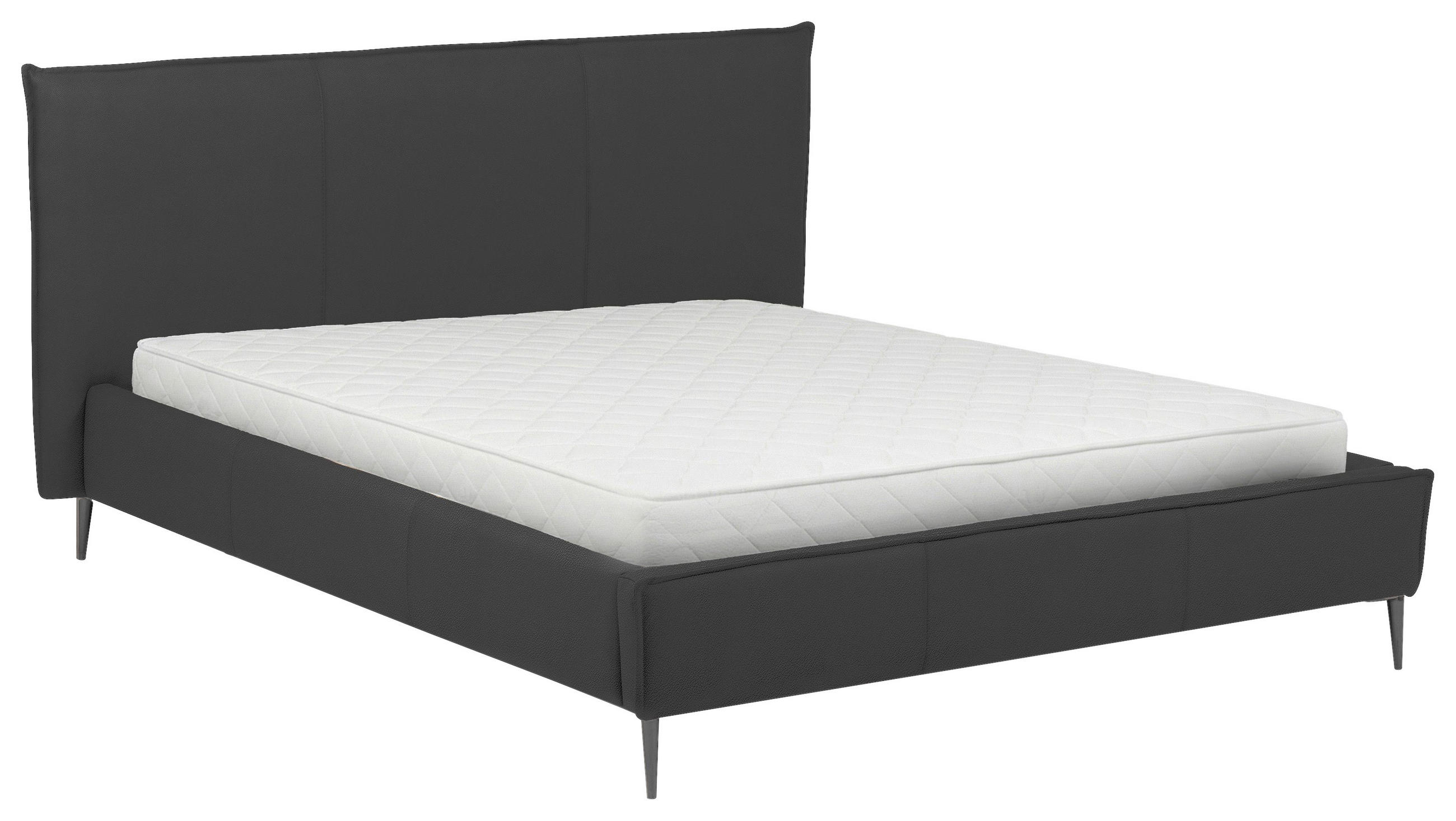 POLSTERBETT 180/200 cm,  in Anthrazit, gepolstertes Kopfteil, Lattenrost, Bettkasten,  - Anthrazit/Schwarzchrom, KONVENTIONELL, Leder/Holz (180/200cm) - Esposa