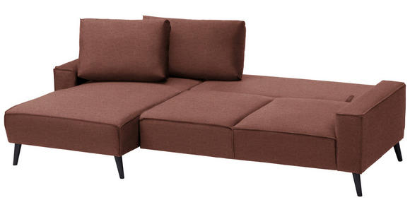 ECKSOFA in Velours Rostfarben  - Rostfarben/Schwarz, KONVENTIONELL, Holz/Textil (161/260cm) - Carryhome