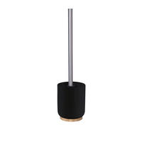 WC SADA - ŠTĚTKA A DRŽÁK - černá/barvy chromu, Basics, kov/dřevo (10/32,5cm) - Sadena