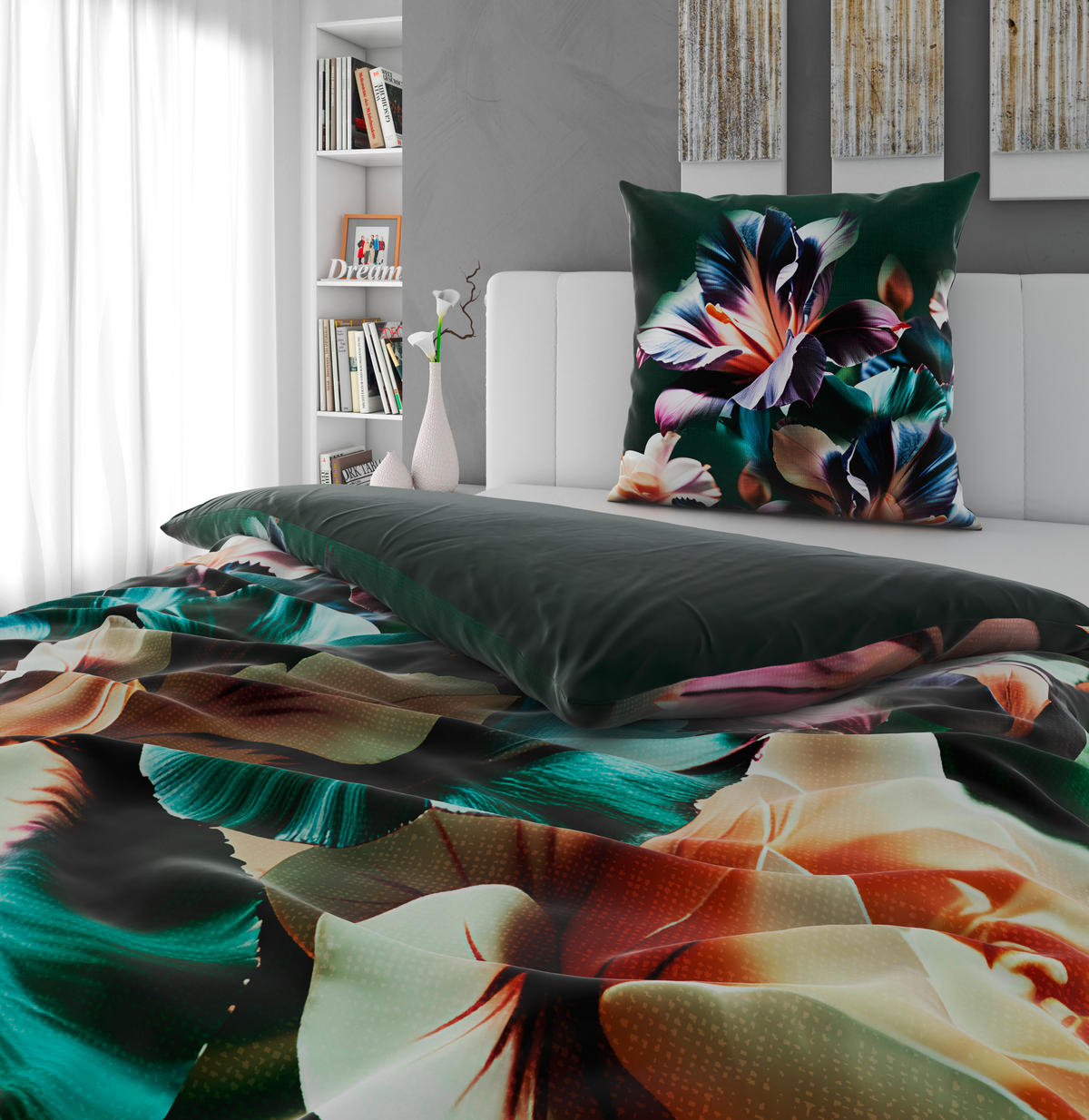 WENDEBETTWÄSCHE Satin 135/200 cm  - Grün, Textil (135/200cm) - Novel
