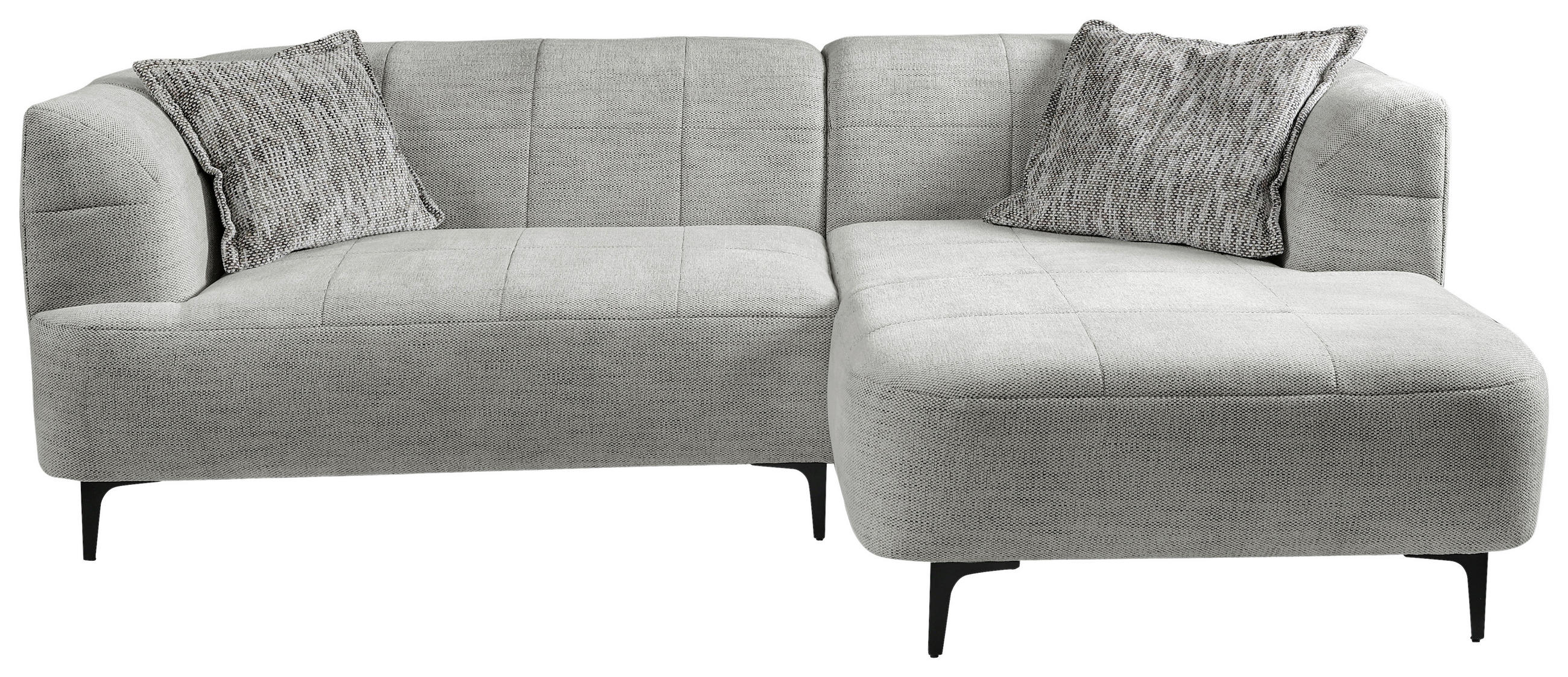ECKSOFA Hellgrau Struktur  - Hellgrau/Schwarz, Design, Textil/Metall (247/158cm) - MID.YOU