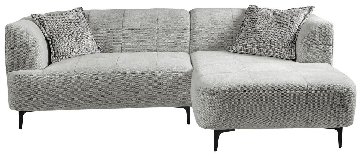 ECKSOFA in Struktur Hellgrau  - Hellgrau/Schwarz, Design, Textil/Metall (247/158cm) - MID.YOU