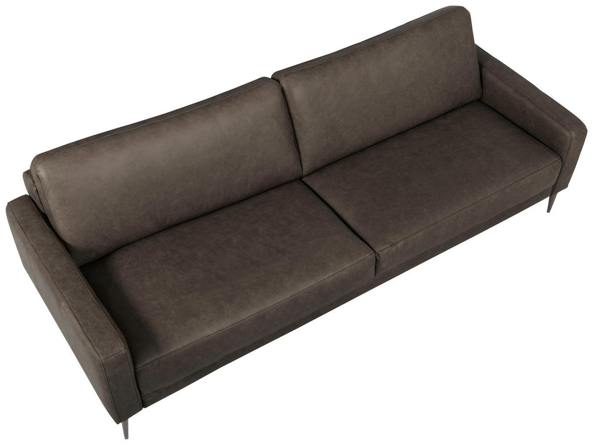 3,5-SITZER SPRING Echtleder Fango  - Fango/Schwarzchrom, Design, Leder/Metall (207/85/92cm) - Livetastic