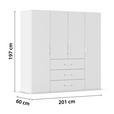 DREHTÜRENSCHRANK in Weiß - Weiß, Design, Holzwerkstoff/Kunststoff (201/197/60cm) - Novel