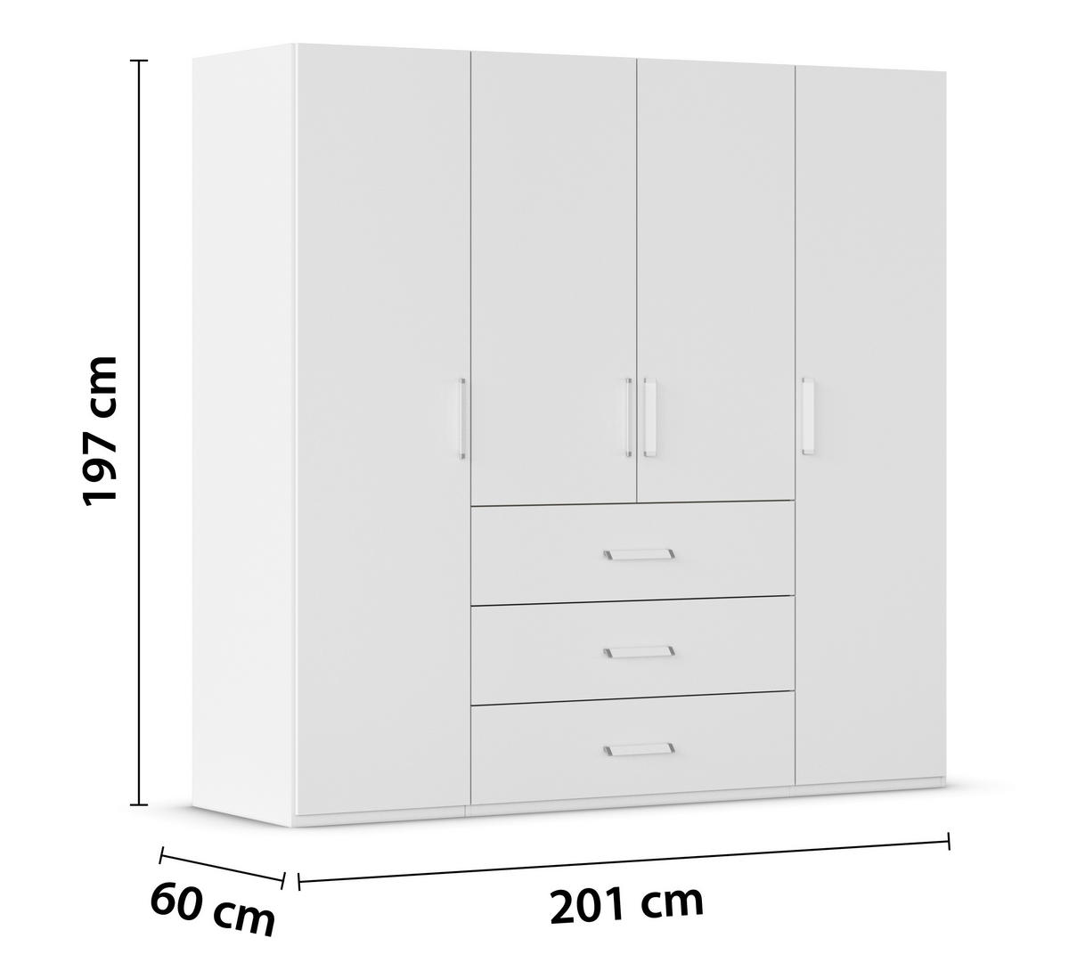 DREHTÜRENSCHRANK  in Weiß  - Weiß, Design, Holzwerkstoff/Kunststoff (201/197/60cm) - Novel
