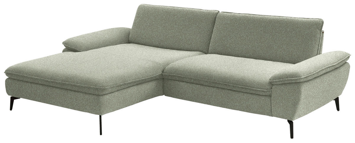 ECKSOFA in Webstoff Hellgrün  - Schwarz/Hellgrün, Design, Textil/Metall (197/295cm) - Valdera
