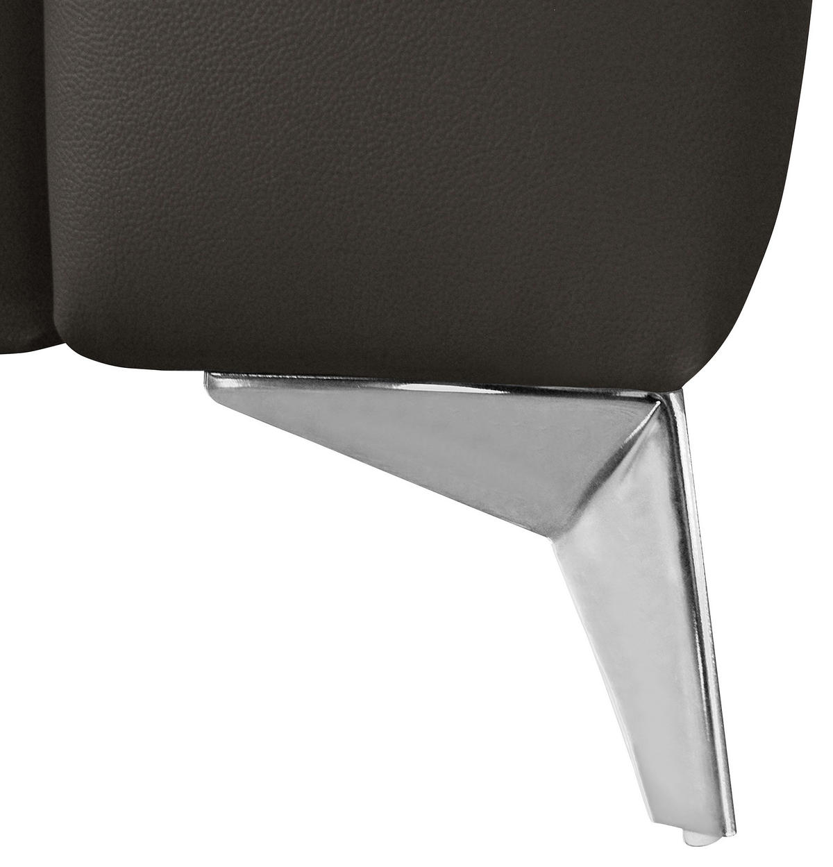 ECKSOFA in Lederlook Echtleder Dunkelbraun  - Chromfarben/Dunkelbraun, Design, Leder/Textil (208/286cm) - Livetastic