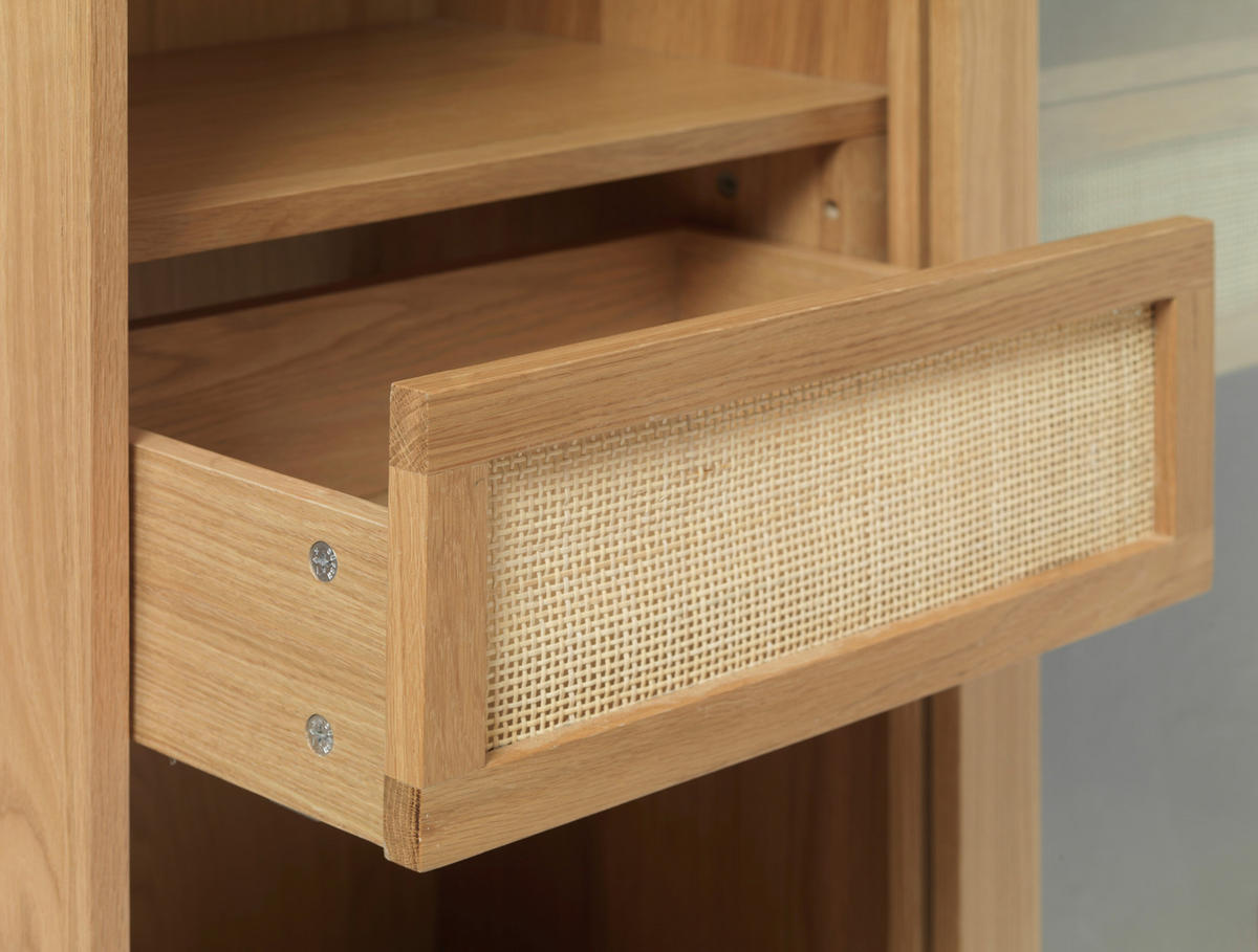 HIGHBOARD  in 90/160/45 cm  - Eichefarben/Naturfarben, Trend, Glas/Naturmaterialien (90/160/45cm) - Carryhome