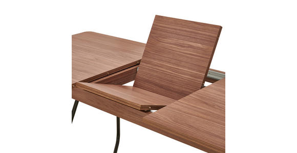 ESSTISCH in Metall, Holzwerkstoff 160(205)/90/76 cm - Walnussfarben/Schwarz, Design, Holzwerkstoff/Metall (160(205)/90/76cm) - Hom`in