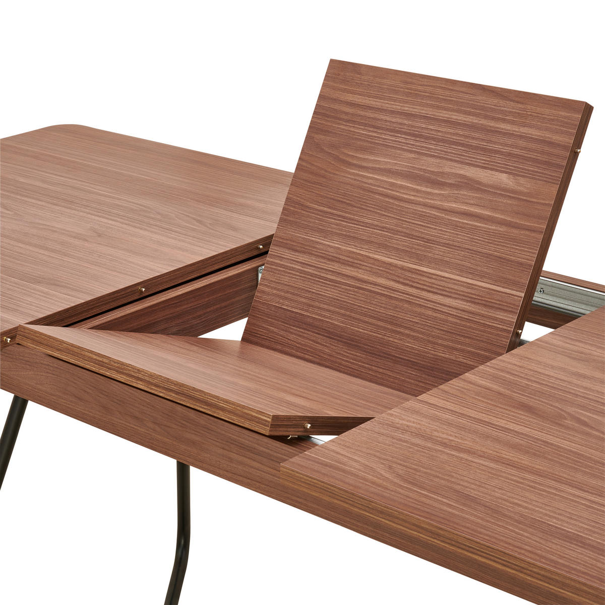 ESSTISCH in Metall, Holzwerkstoff 160-205/90/76 cm  - Walnussfarben/Schwarz, Design, Holzwerkstoff/Metall (160-205/90/76cm) - Hom`in