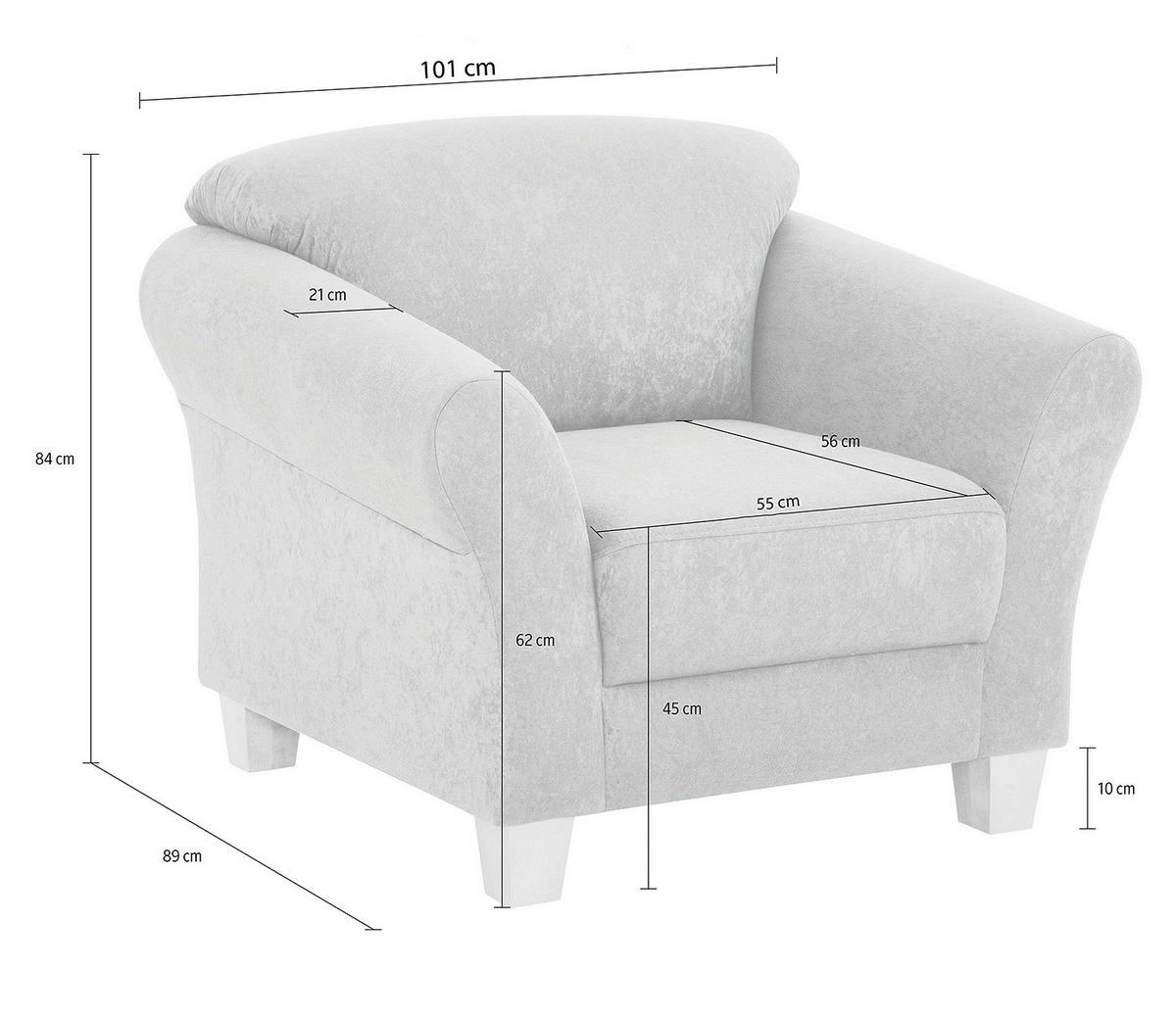 SESSEL in Flachgewebe Taupe  - Taupe/Naturfarben, Konventionell, Holz/Textil (101/84/89cm) - Sit & More