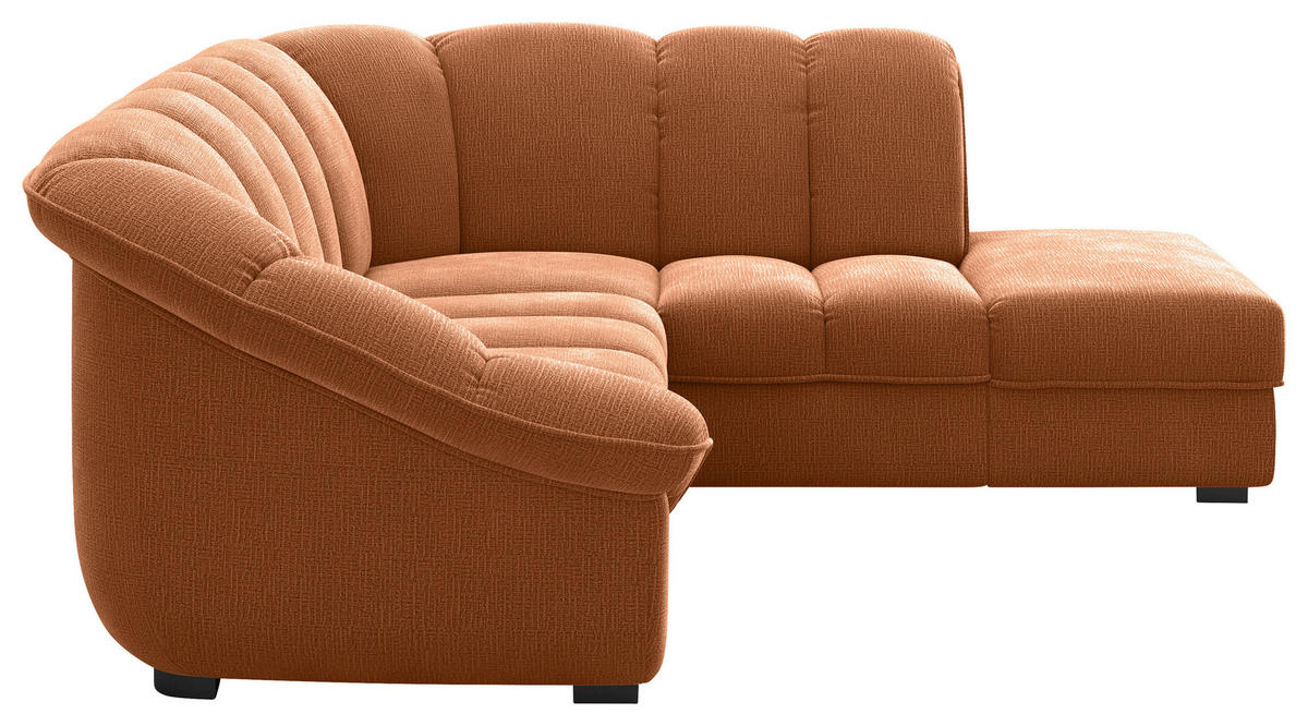 ECKSOFA Terracotta Chenille Bettkasten, Schlaffunktion, Rücken echt  - Terracotta/Schwarz, KONVENTIONELL, Kunststoff/Textil (260/222cm) - Welnova