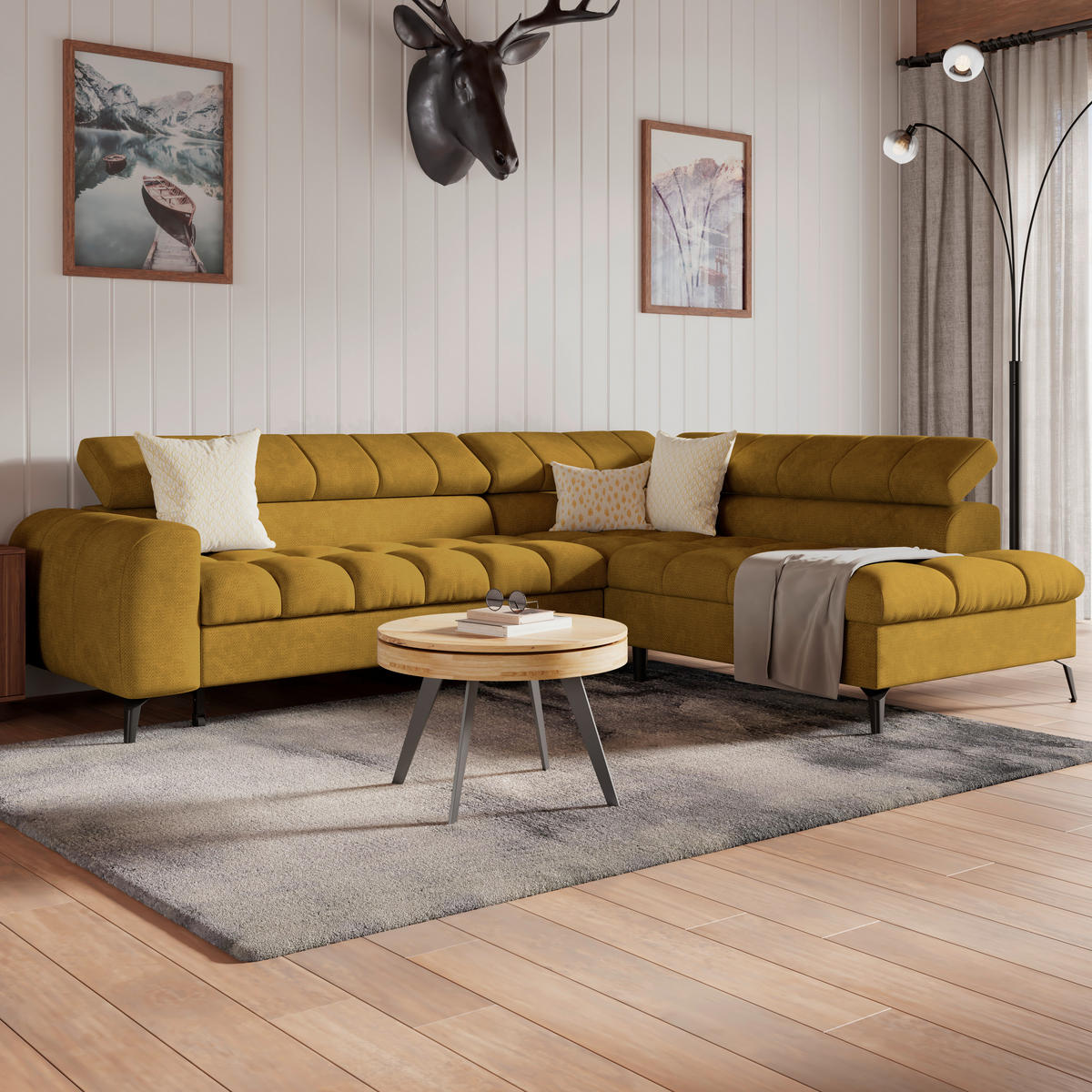 ECKSOFA in Terracotta  - Terracotta/Schwarz, Trend, Kunststoff/Textil (261/203cm) - Livetastic