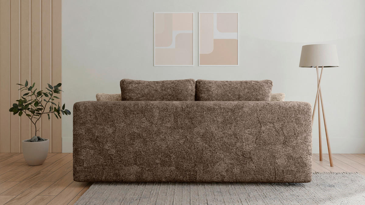 SCHLAFSOFA MOSS Taupe, Beige  inkl. Rückenkissen, Schlaffunktion, Stauraum  - Taupe/Beige, Design, Holzwerkstoff/Kunststoff (200/90/100cm) - MID.YOU