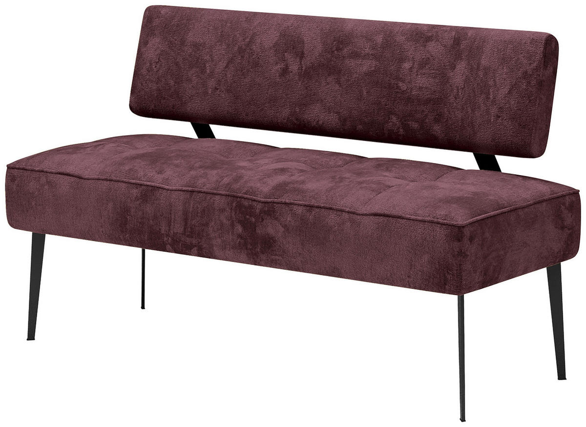 SITZBANK 162/90/65 cm Webstoff Bordeaux Metall  - Bordeaux/Schwarz, MODERN, Textil/Metall (162/90/65cm) - Welnova