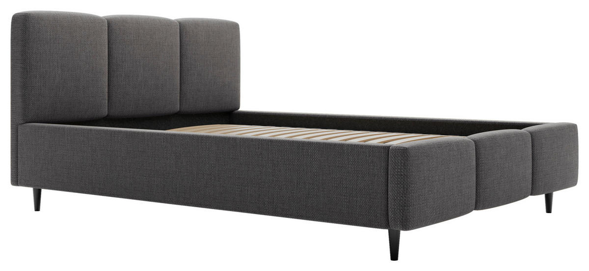 POLSTERBETT Lattenrost, Bettkasten 160/200 cm  in Anthrazit  - Anthrazit/Schwarz, Design, Holz/Textil (160/200cm) - Boxxx