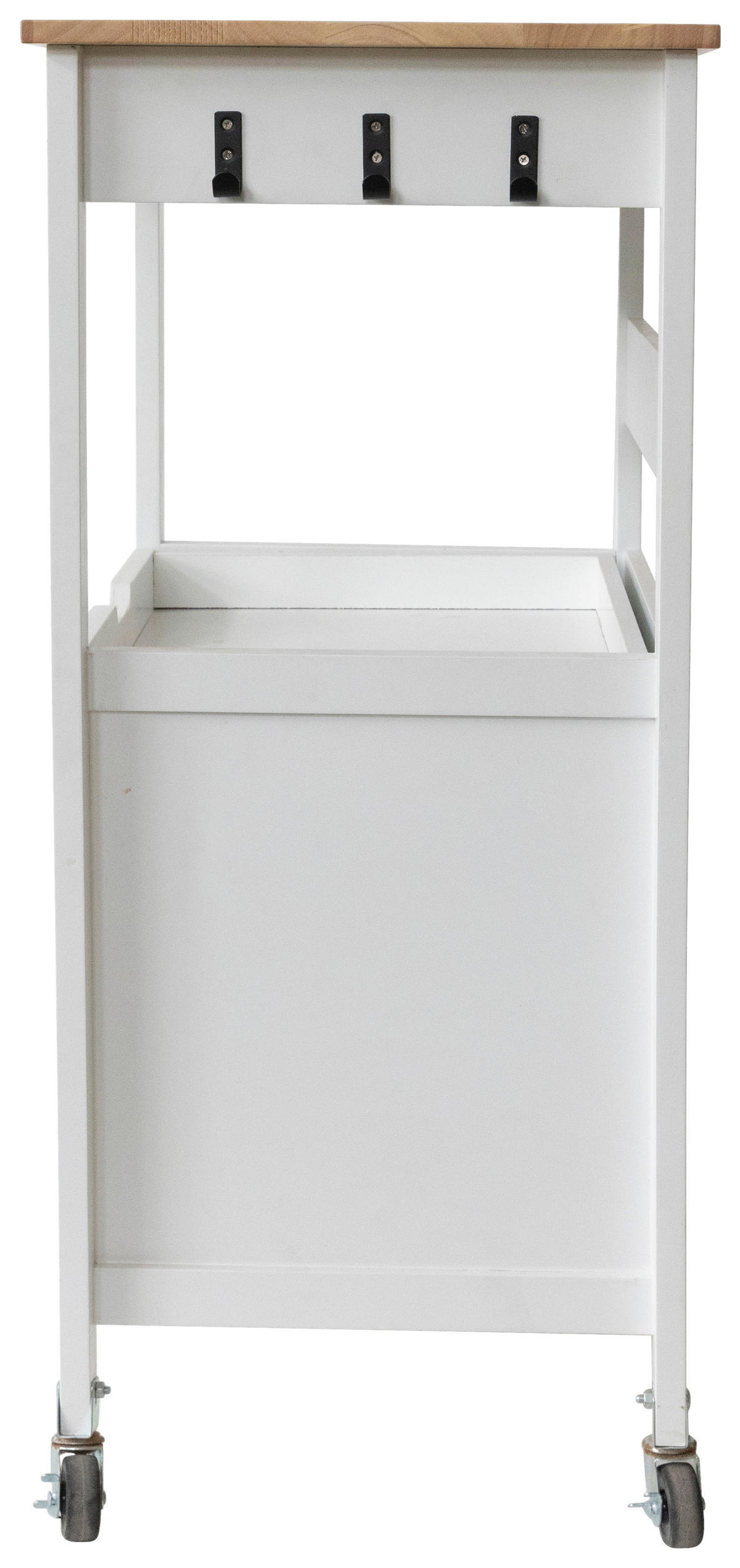 SERVIERWAGEN Kautschukholz vollmassiv Weiß  - Schwarz/Weiß, Basics, Holz/Holzwerkstoff (58/93/40cm) - MID.YOU