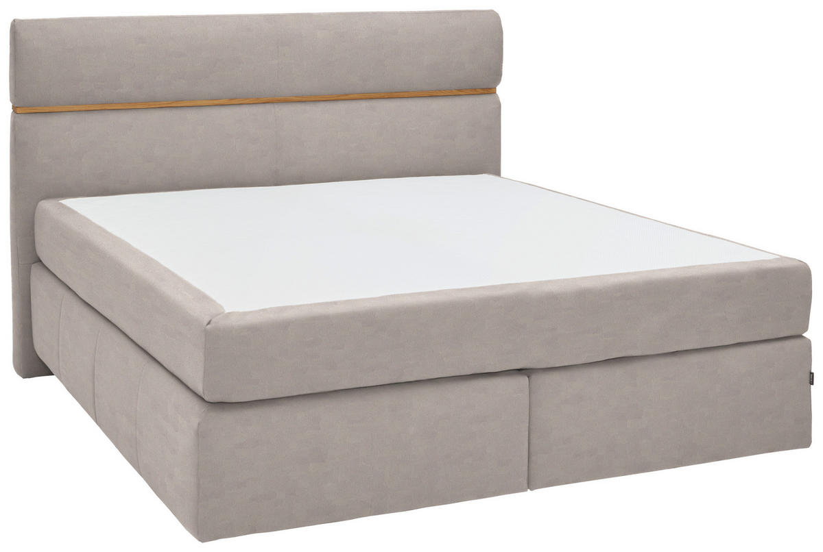 BOXSPRINGBETT 180/200 cm  in Eichefarben, Graubraun  - Eichefarben/Graubraun, KONVENTIONELL, Holz/Kunststoff (180/200cm) - Dieter Knoll