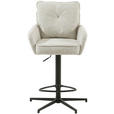 BARHOCKER Leinenoptik Schwarz, Beige Eisen Sitzfläche 360° drehbar, Stoffauswahl  - Taupe/Beige, Design, Textil/Metall (58/103-123/61cm) - Novel