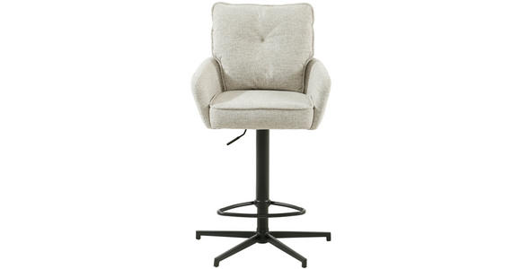BARHOCKER Leinenoptik Schwarz, Beige Eisen Sitzfläche 360° drehbar, Stoffauswahl - Taupe/Beige, Design, Textil/Metall (58/103-123/61cm) - Novel