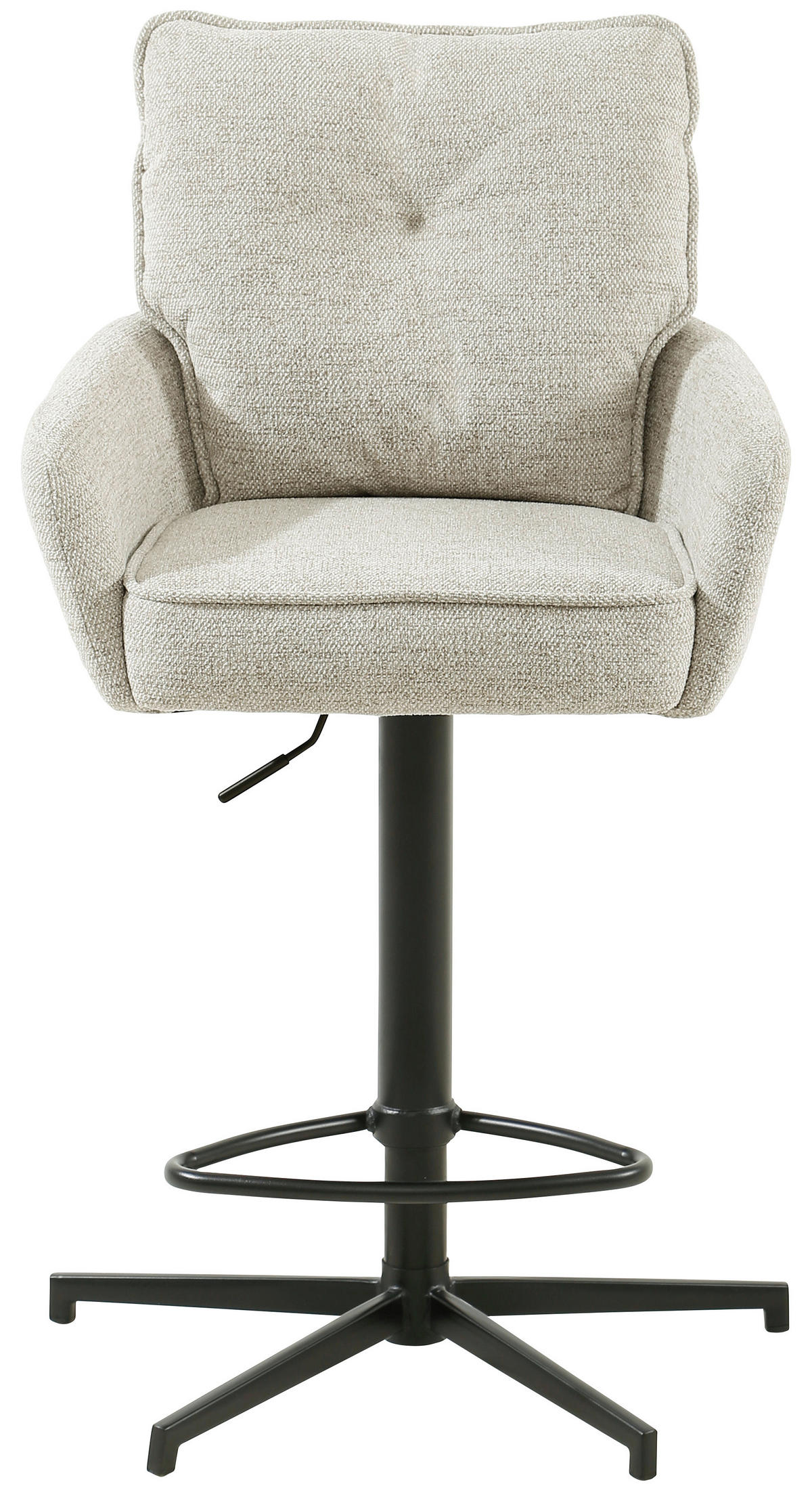 BARHOCKER Leinenoptik Schwarz, Beige Eisen Sitzfläche 360° drehbar, Stoffauswahl  - Taupe/Beige, Design, Textil/Metall (58/103-123/61cm) - Novel